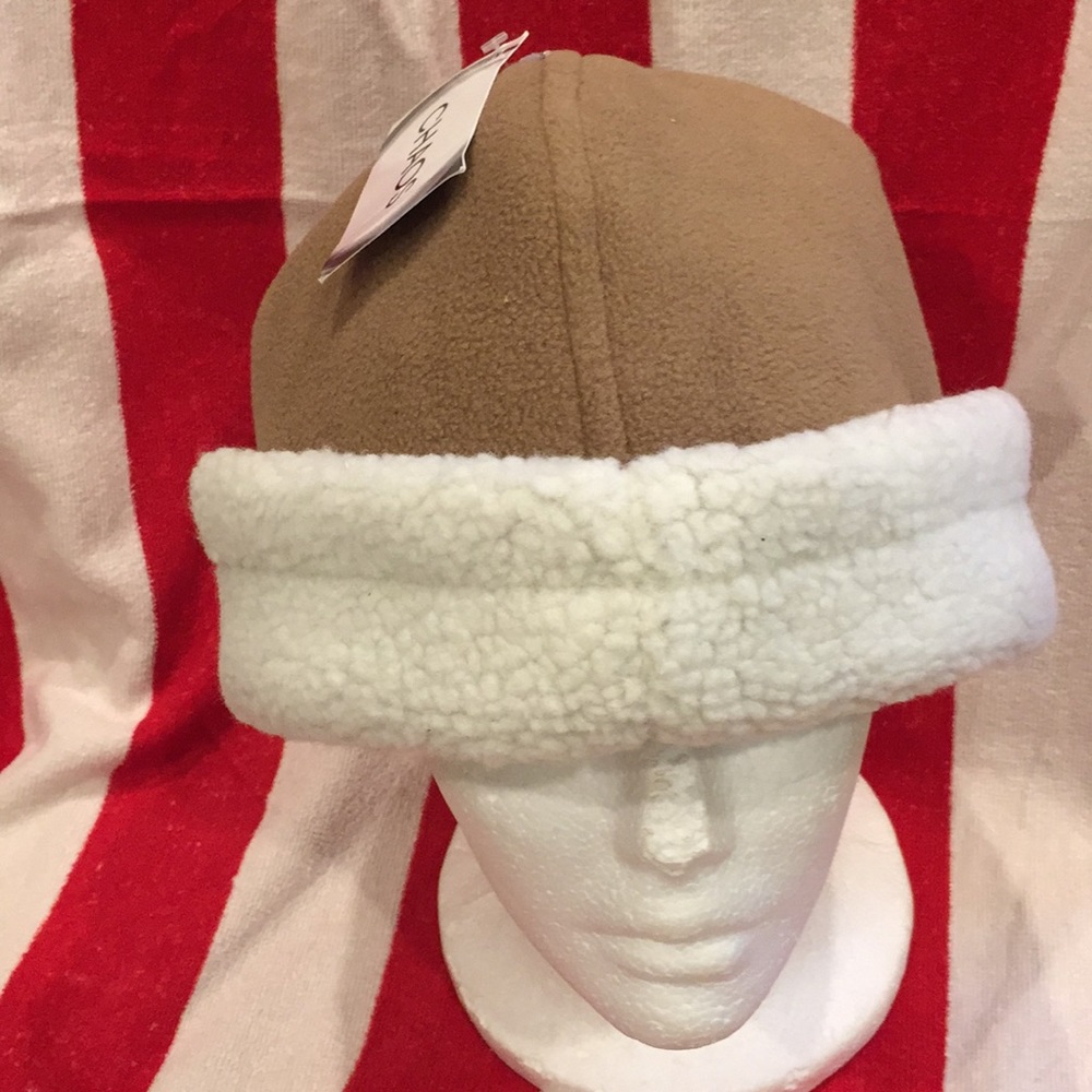V! Tan white Chaos China Beanie style hat new